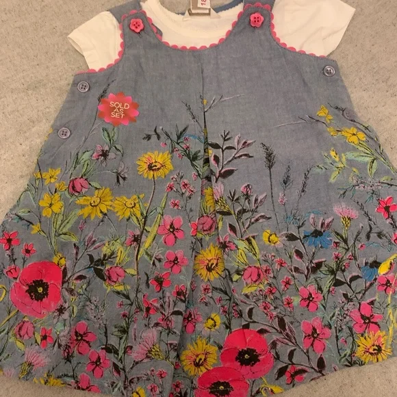 Monsoon baby girls 3-6 months matching set dress - Picture 2 of 6